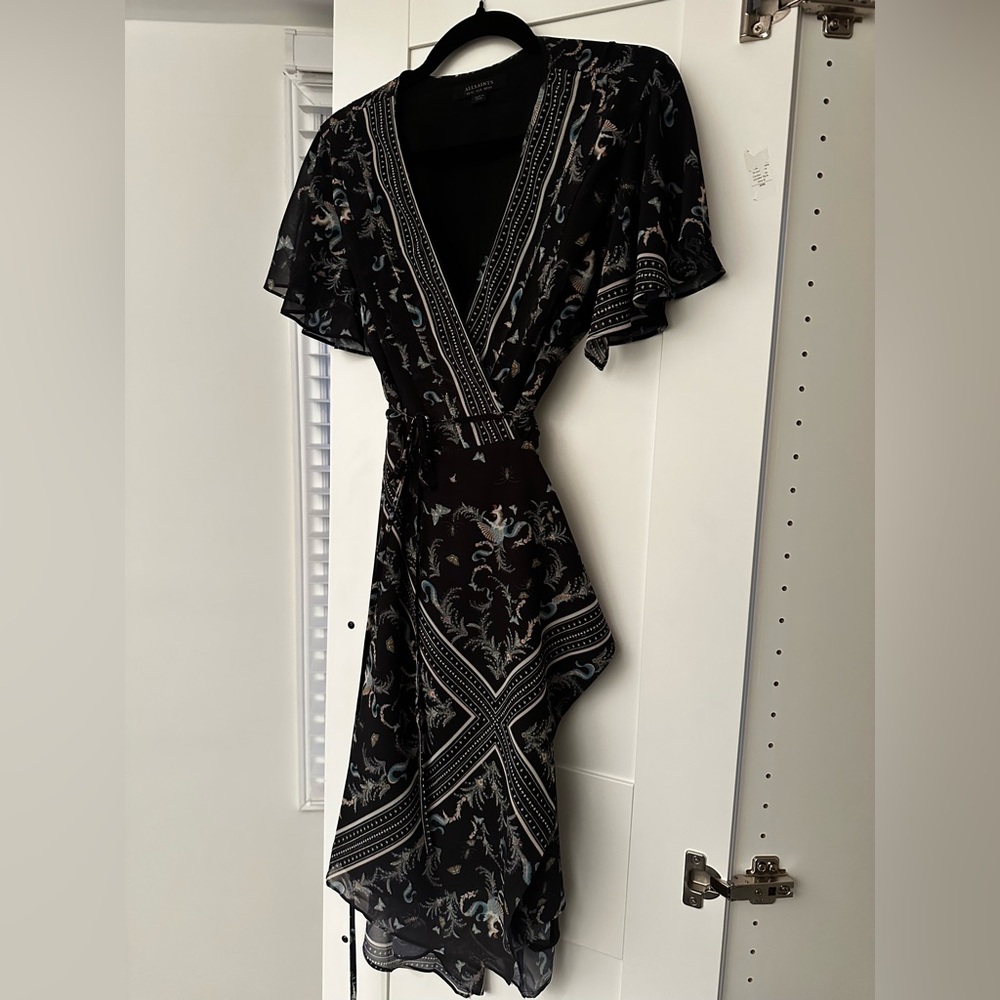All Saints Floral Wrap Dress